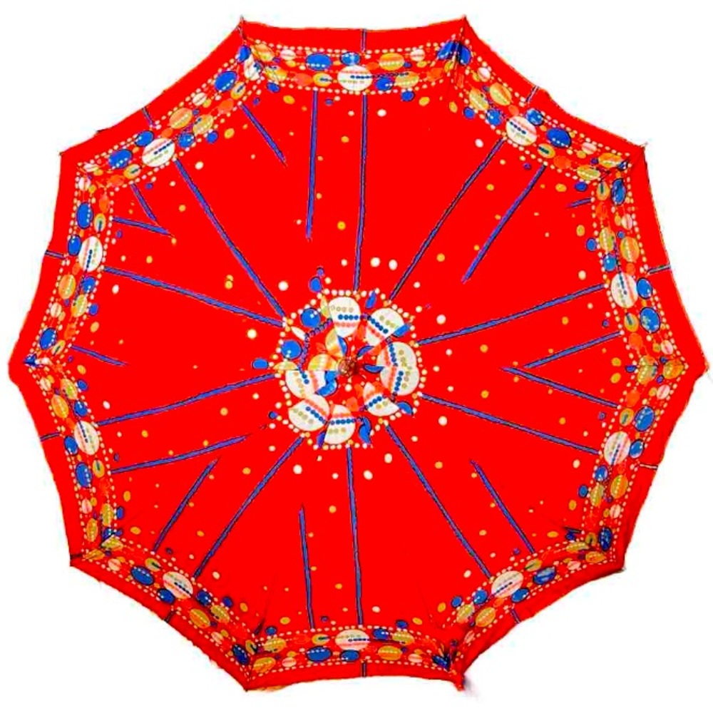 Vintage Umbrella Geo Pattern Bakelite Handle 60s 70s Mid Century Umbrella